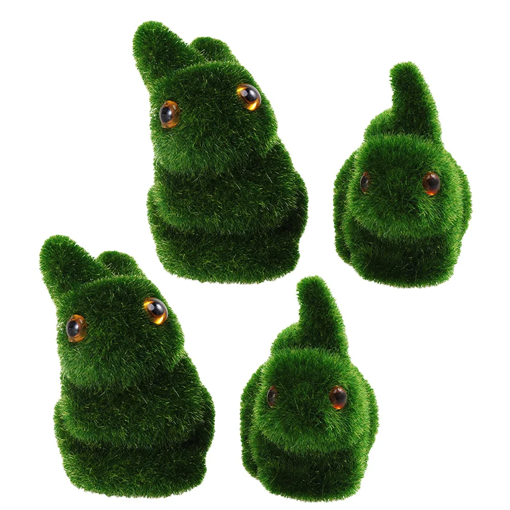 

4Pcs Moss Rabbit Figurines Easter Bunny Decorations Sitting Standing Bunnies Garden Party Ornament Spring Decor
