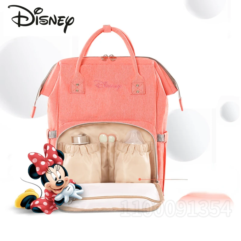 Disney-mochila de Mickey para pañales, bolso de bebé Original de marca de lujo con dibujos animados, mochila multifunción USB