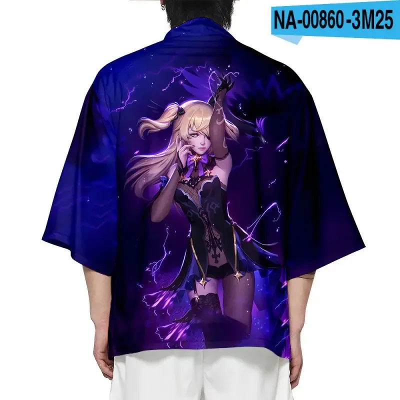 

Genshin Impact Kimono Haori Cloak Harajuku Raiden Shogun Cosplay Costume Mona Tops Man Japanese Style Cardigan