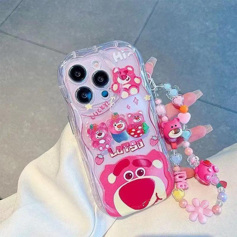 Strawberry Bear Chain Phone Case for Infinix GT 20 Pro Note 40 Pro Hot 40i 30i 20i 20 4G 12 30 9 Play Zero 30 4G Smart 8 7 6