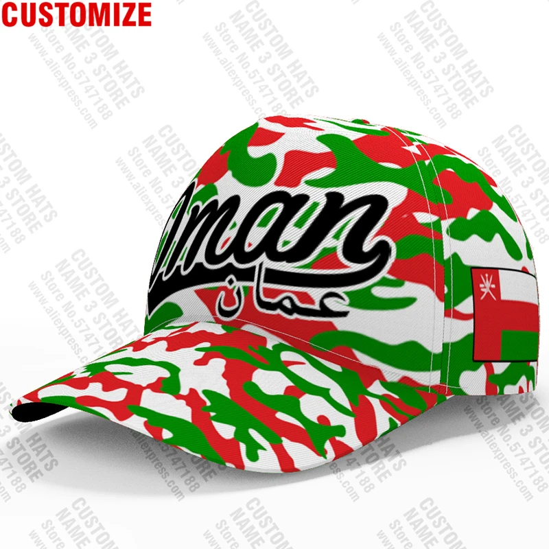 Oman Baseball Cap 3D Free Custom Name Team Logo Om Hat Omn Country Travel Sultanate Nation Islam Arabic Omani Flag Arab Headgear