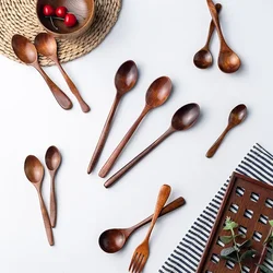 Wooden Small Spoon Coffee Spoon Honey Stirring Spoon Children's Tableware Retro Style Creative Wooden Spoons