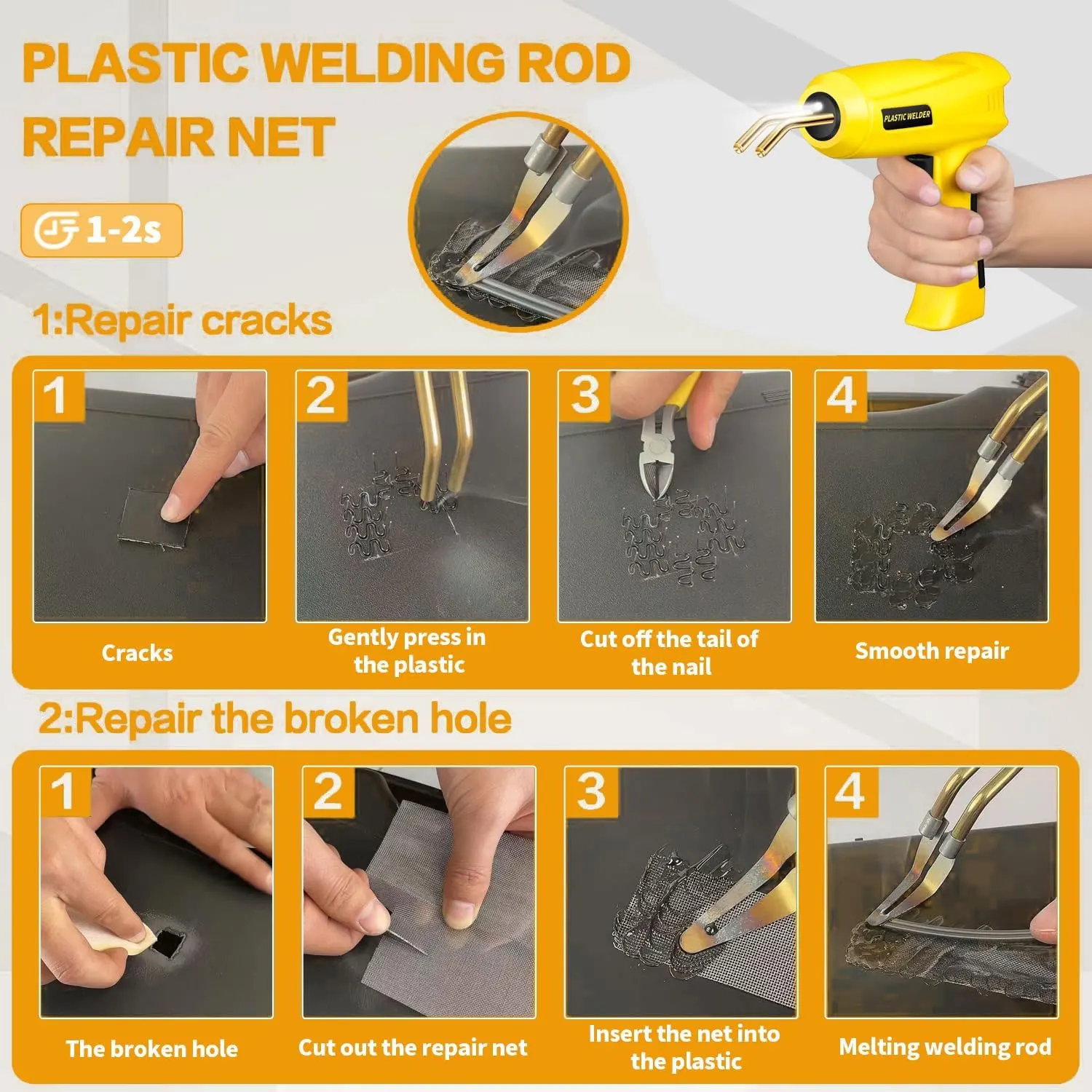 Plastic Welding Kit 200W Plastic Welder Gun Hot Staples Professional Hot Staple Welding Gun for Repair