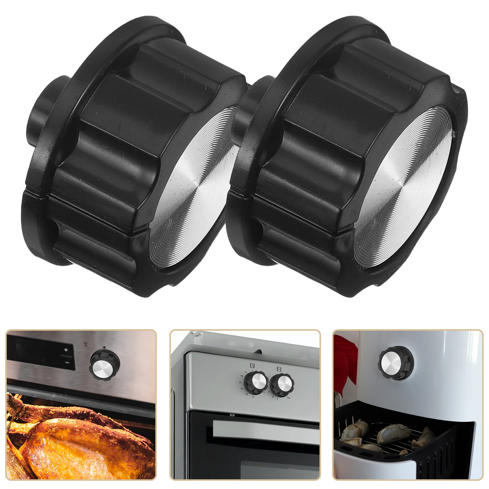 

2 Pcs Kitchen Accessory Switch Button Barbeque Gas Grill Knobs Barbecue Oven Black