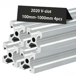 1/4 adet 2020 v-yuvası 2020V avrupa standardı anodize gümüş alüminyum profil ekstrüzyon 2020 lineer ray CNC 3D yazıcı DIY