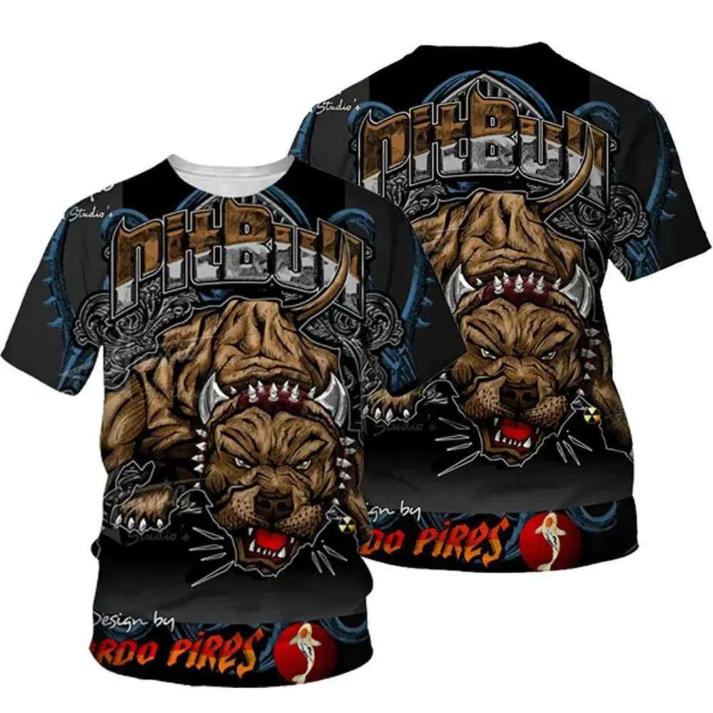 Men's T-Shirts Fierce Bulldog Graphic 3D Boxing Dog Printed T shirt Man Women Short Sleeve Tee Kid Y2k Top Fashion Mens Clothing