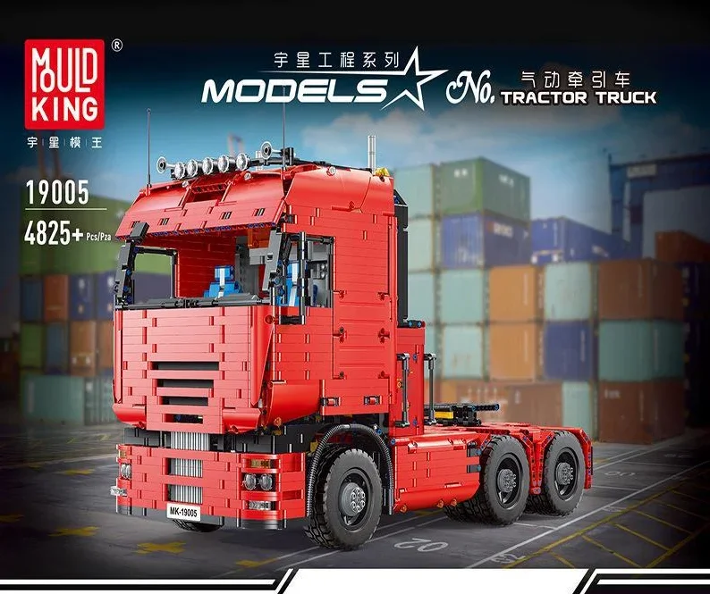 Mould King 19005 Remote Control Car Toy MOC2475 Motorized Tractor Truck Trailer plastic engine Building Block Brick Toy Kid gift