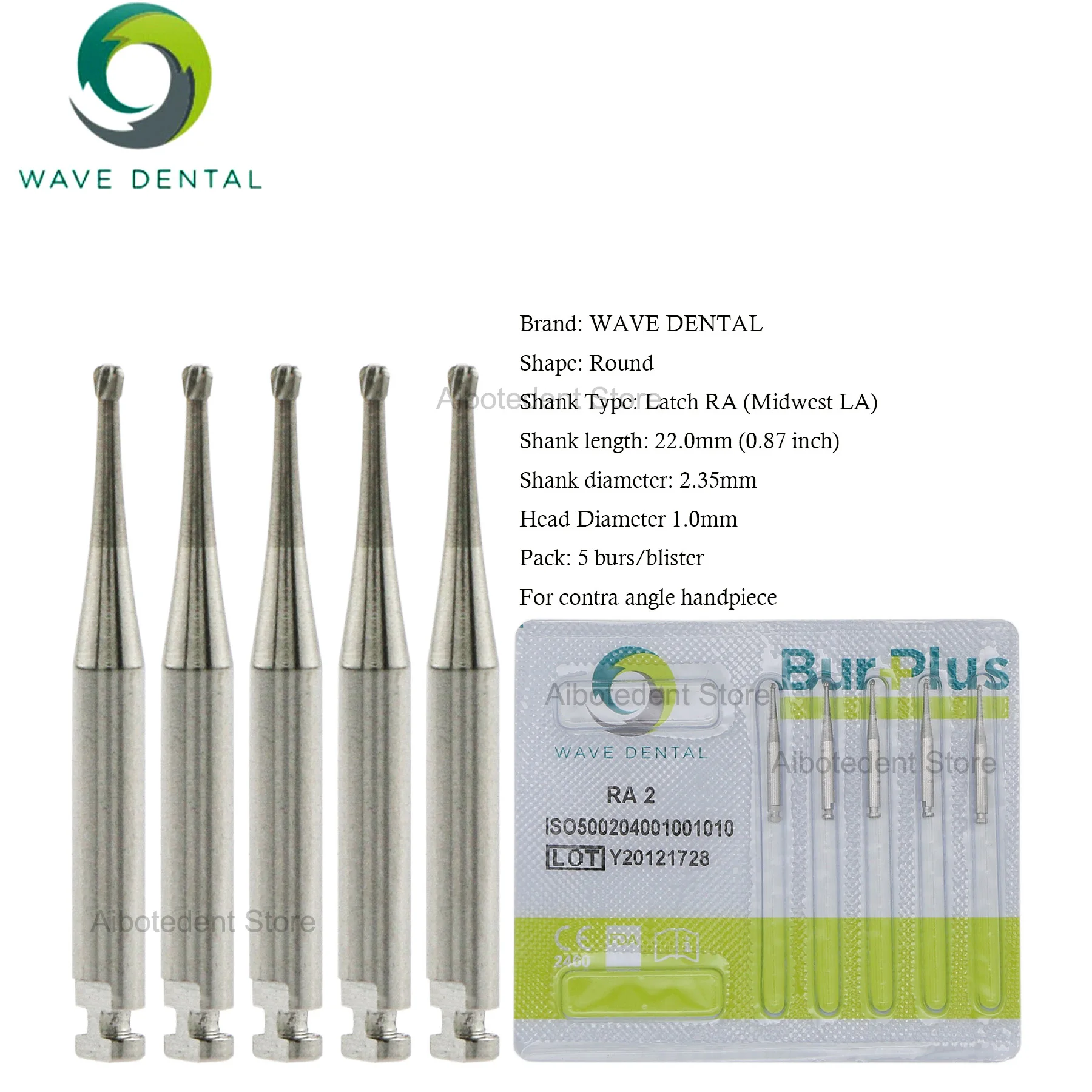 WAVE Dental Bur Plus Low Speed Drill Tungsten Carbide Latch Round RA series 1 - 8 41