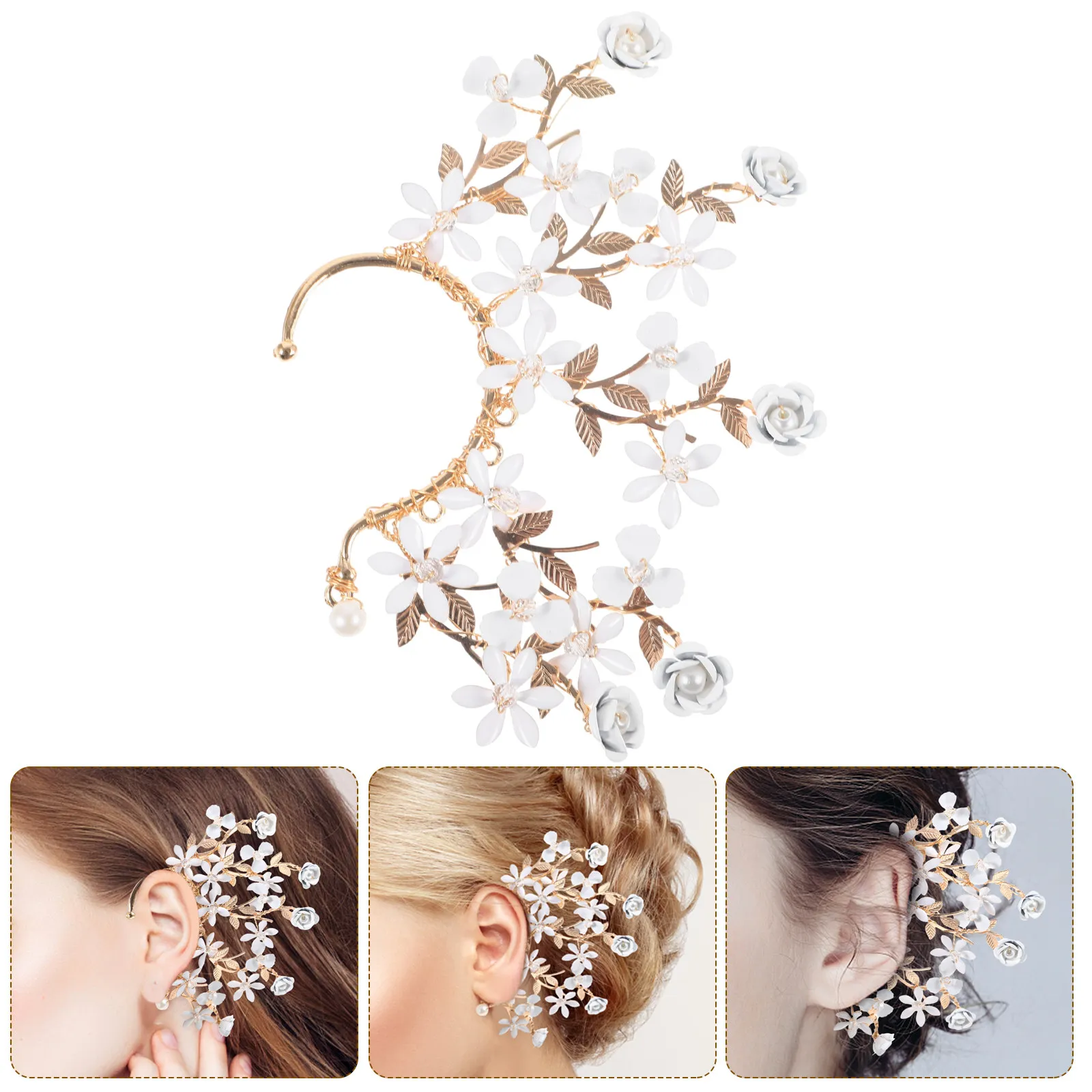 Flower Ear Cuff for Women Ear Cuffs Non Piercing Fairy Style Elf Earring Clip Comfortable Secure Fit for Themed Events