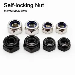 10Pcs M2 M3 M4 M5 M6 Self-locking Nut 304 Stainless Steel Insert Lock Nut Fastener High Quality Home Hardware Accessories