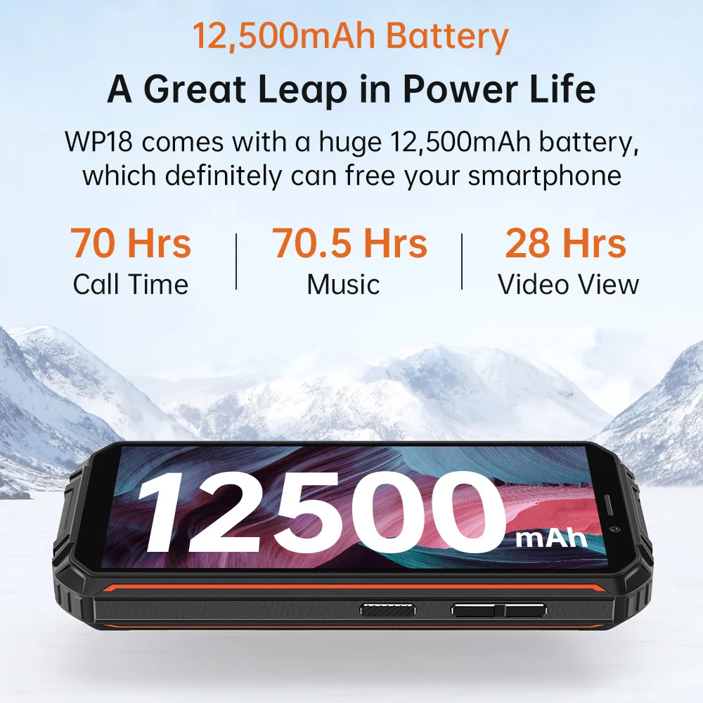 OUKITEL WP18 12500mAh Battery Rugged Smartphone 4GB+32GB 5.93