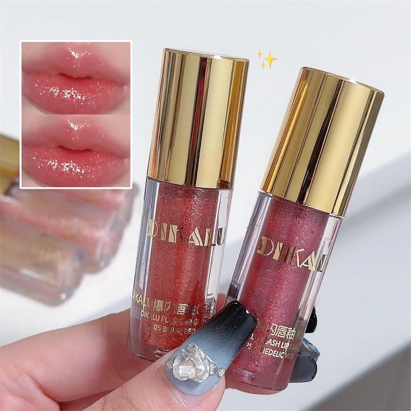 Fine Glitter Glass Lip GLOSS Moisturizing Non-Stick CUP Lip Glaze Lasting Shimmer SHINY Liquid ลิปสติกเกาหลีแต่งหน้าเครื่องสําอาง