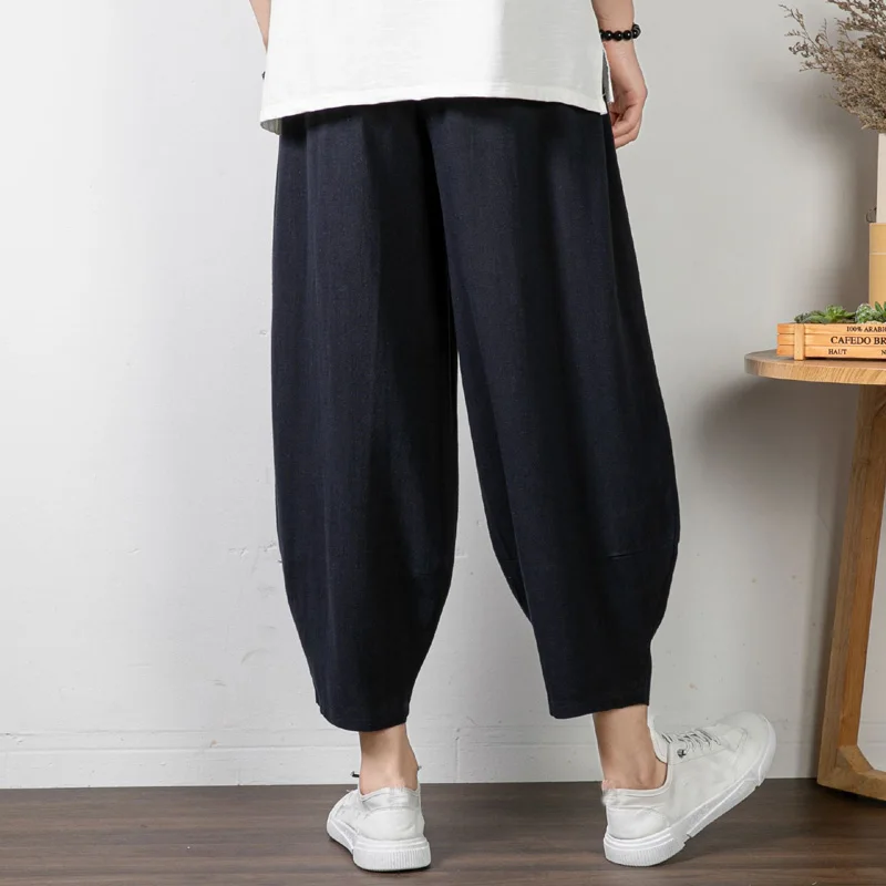 Summer Autumn pants men 5XL 6XL 7XL 8XL 9XL 190kg Waist 170cm Plus size Cotton linen large size loose trousers men 5 colors 56