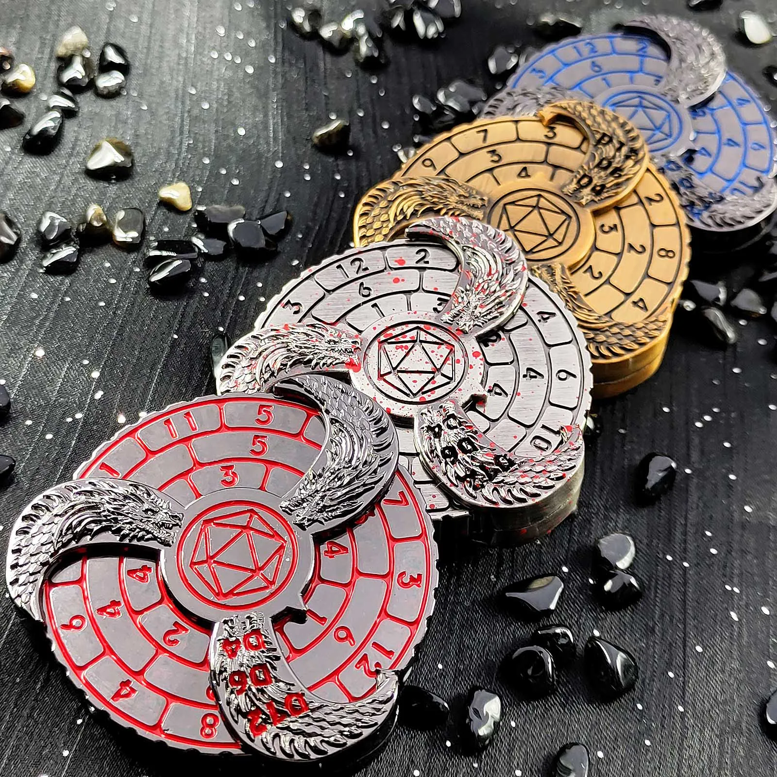 MINI PLANET Metal Fingertip Gyroscope Rotating Dice Unique New Design DND Rotating Dice For TRPG Desktop Game Flying Dragon Dice