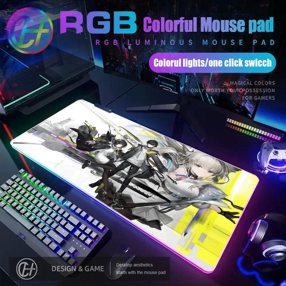 

HYBXAXC 900X400X3mm Anime Mouse Pad RGB Gaming Mouse Pad Desk Mat HD Gamer Large LED Light XXL Arknights Endfield Mouse Pad