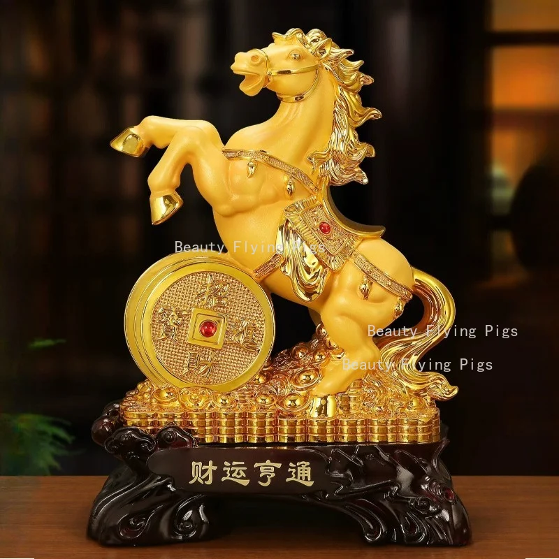 Resin Horse Jewelry Living Room Home Decoration Chinese Style New Year Home Gifts Feng Shui Absorbs Wealth and Animal Shapes