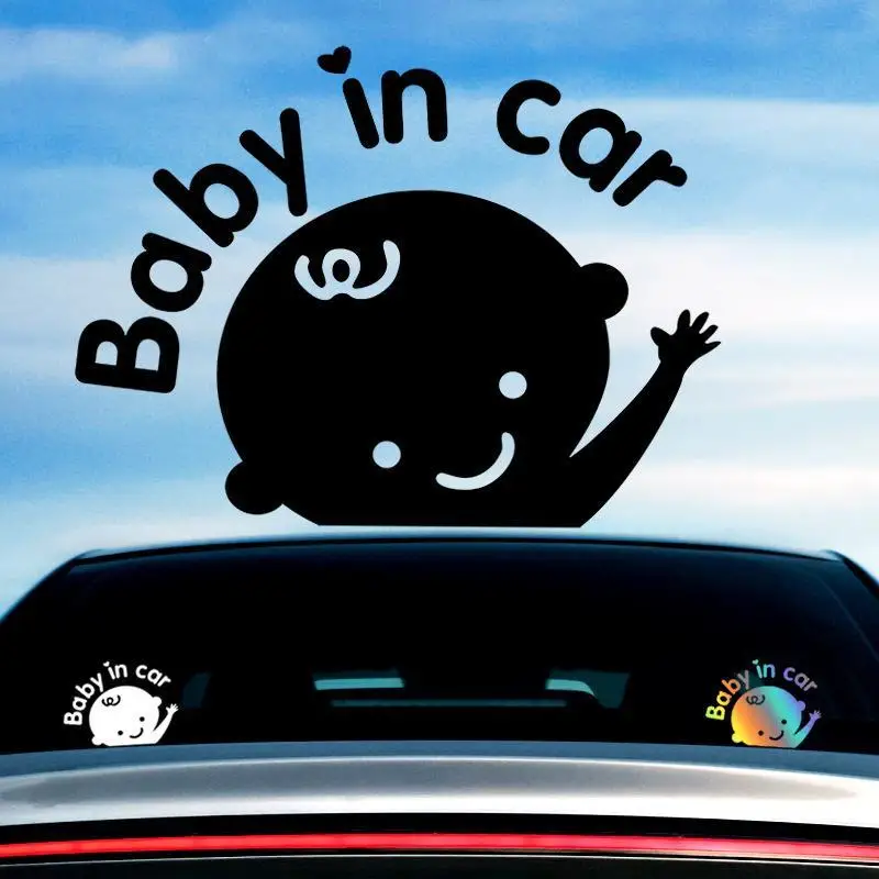 Baby In Car Baby Safety Sign Car Sticker Reflective Sticker Warning Sticker Cute Baby Window Car Decal Sticker Car Accessories