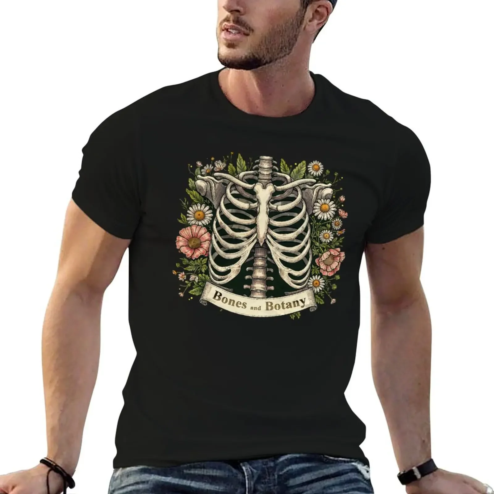 

bones and botany, ribcage, torso, Anatomy Art, ribcage roses and butterflies, thoracicy, leaves anatomy Ribcage, rib cag T-Shirt