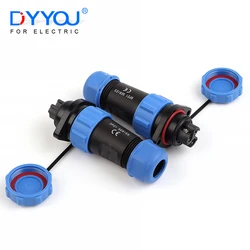 LP/SP21 IP68 Waterproof Cable Male Female Screw Connector Outdoor Plug Socket 2/3/4/5/6/7 Pin No Welding Flange type Panel Mount