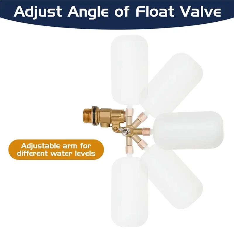 B62B-4 Pack Water Float Valve 1/2 Inch, Brass Float Ball Float With Adjustable , Automatic Fill And Control Water Level