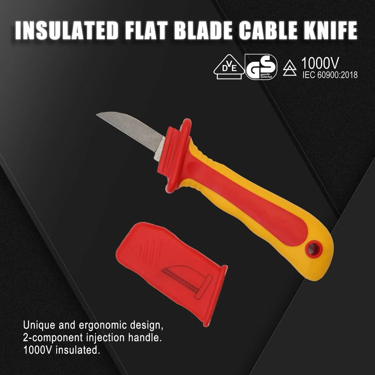 SFREYA S617 IInsulated Flat blade cable knife 210mm VDE 1000V high insulation resistance, non-slip handle for Electrician