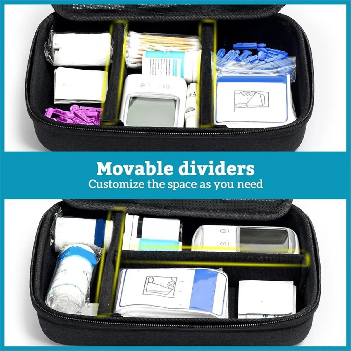 Fits for Diabetic Supplies Hard Travel Case, Diabetes Storage Bag for Glucose Meter, Insulin Pen, Blood Sugar Test Strips