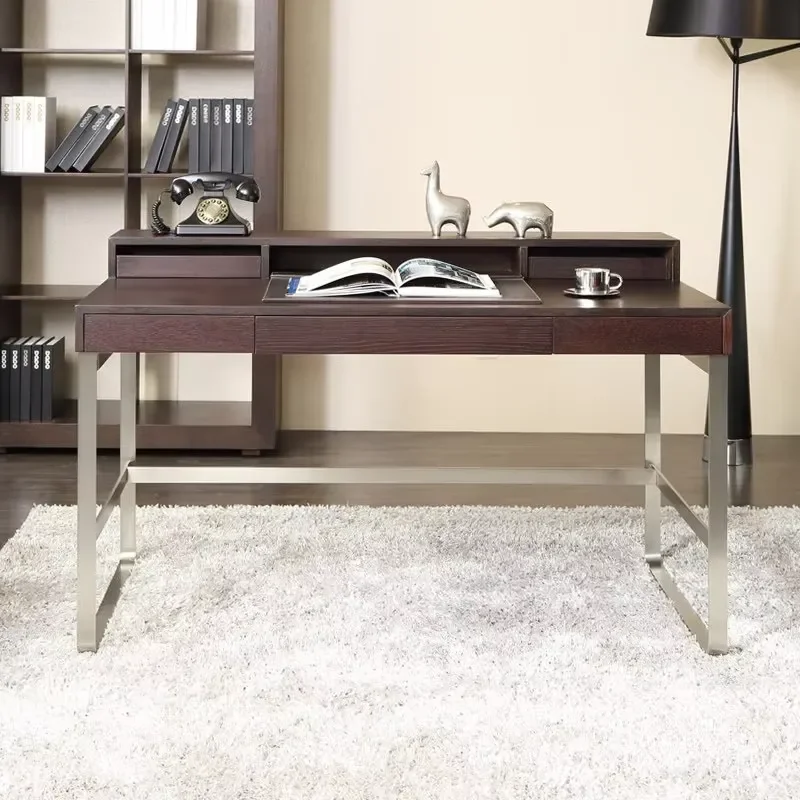 Writing Table Italian Minimalist Light Computer Desk with Integrated Bookshelf