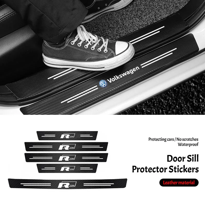 Car Door Sill Protector Sticker Threshold Non-slip Pad Mat For VW GTI Rline Polo Golf 6 7 Passat CC Tiguan Arteon T-ROC Scirocco