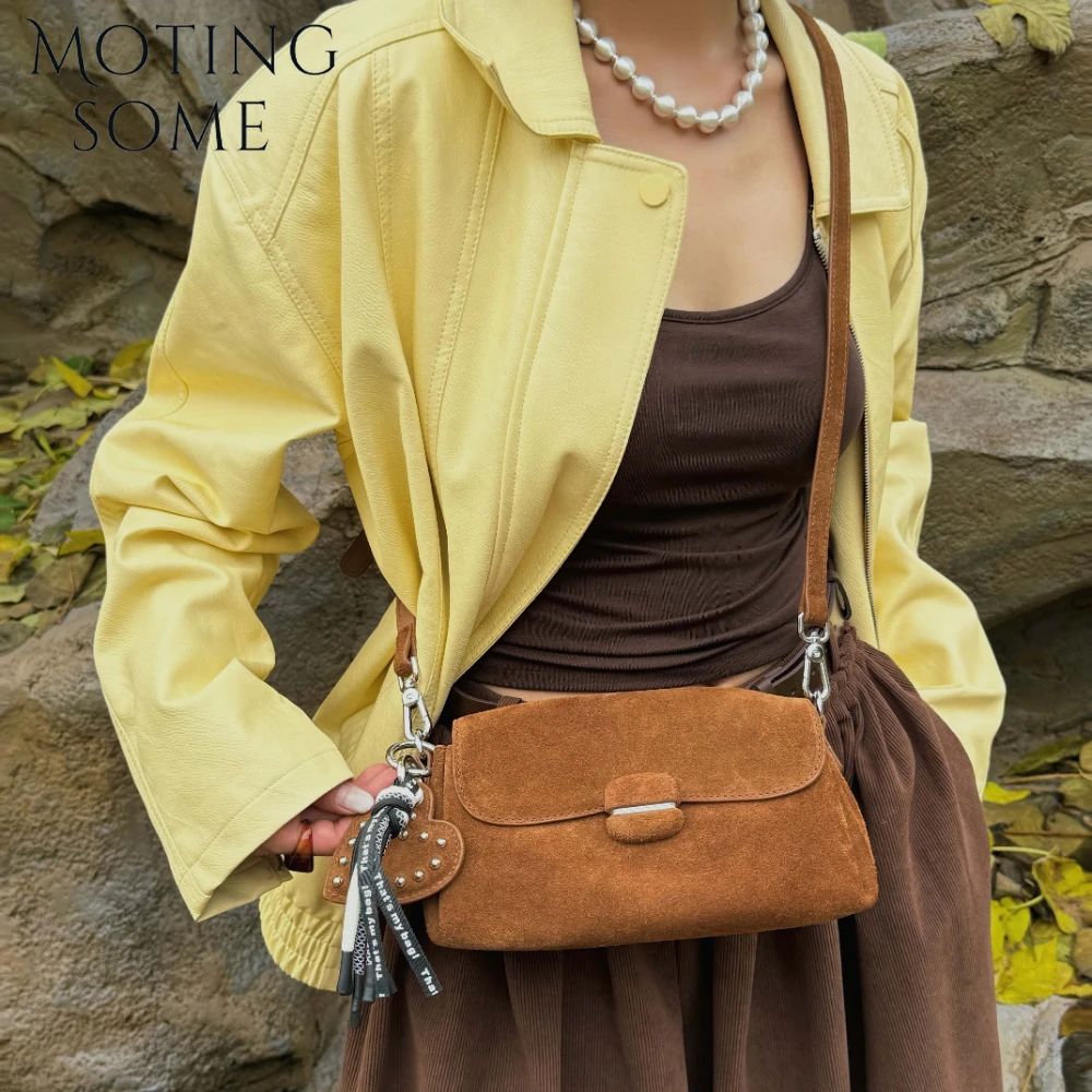 Motiingsome Mini Flap Bags Suede Genuine Small Bag Shoulder Crossbody Messenger Fashion Purse Summer Daily Satchel 2025 New