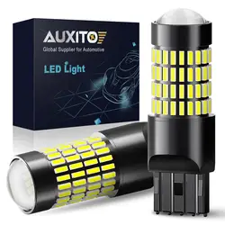 AUXITO 2Pcs 7443 W21/5W LED Bulbs Lamp 6000K White T20 7440 W21W LED With HD Projector For Car Reverse Tail DRL Driving Lights