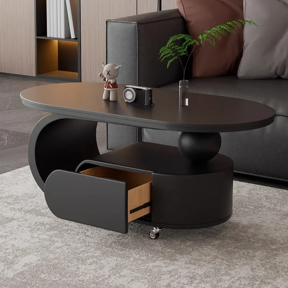 Meja Kopi Hardcover Nordic Roda Sederhana Meja Kopi Premium Mewah Minimalis Oval Moveis Para Sala Perabotan Rumah