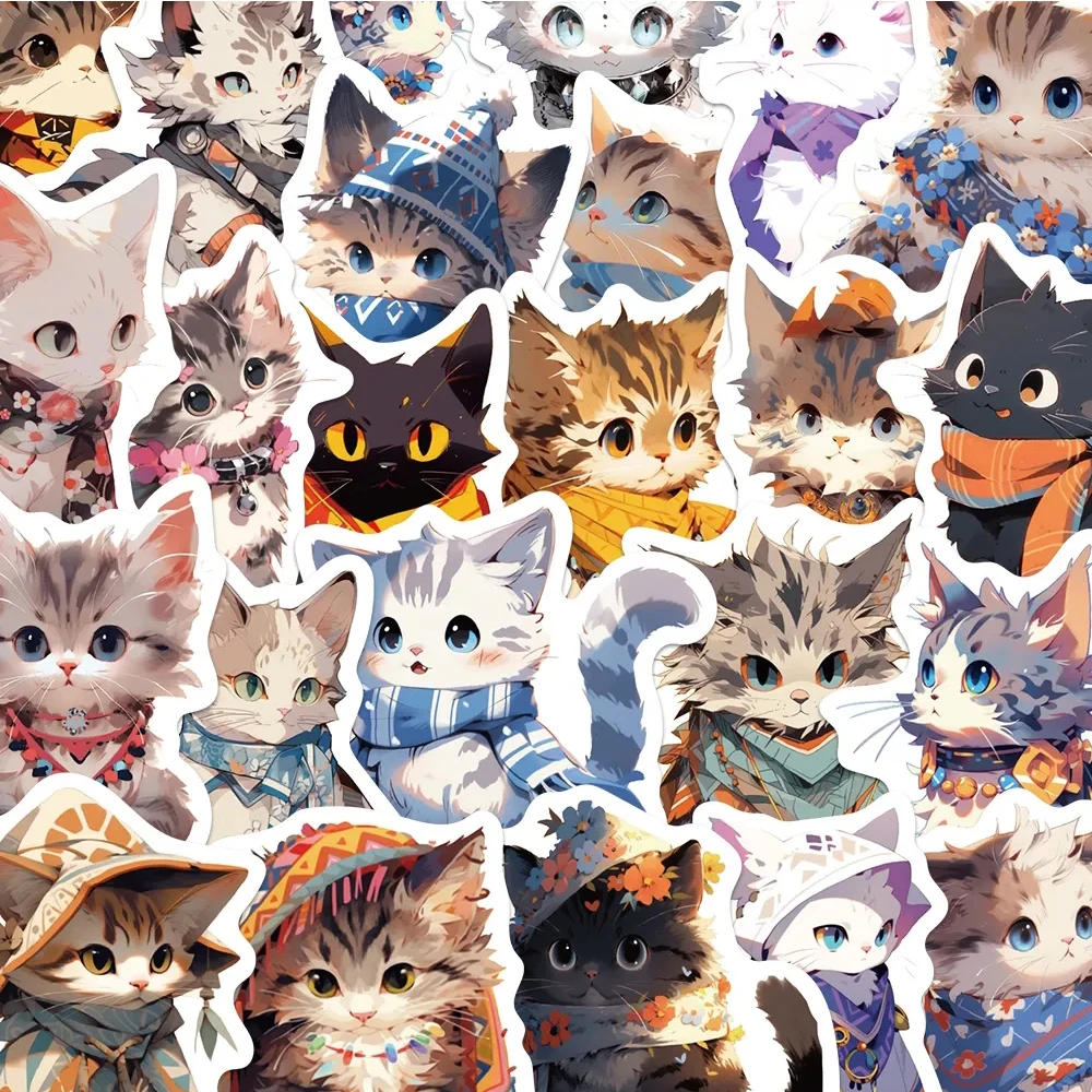 

10/30/50pcs Aesthetic Cute Cartoon Cat Stickers Kawaii Waterproof Decals DIY Phone Skateboard Cool Sticker for Kids Girls Gifts