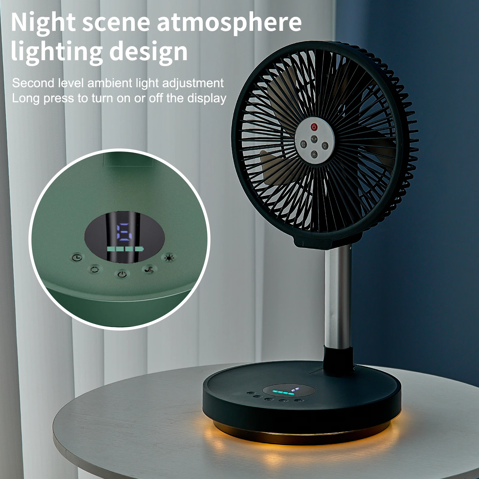 Ventilador de pie portátil con mando a distancia, ventilador de escritorio plegable, aspa de ventilador de 10 pulgadas, ventilador de Pedestal recargable para acampar