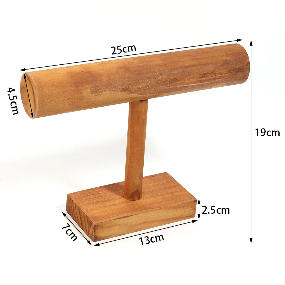 Soporte de exhibición de accesorios de joyería de madera de pino, pulsera, collar, banda para el cabello, estante de exhibición de almacenamiento de joyería con suministro de Base de madera