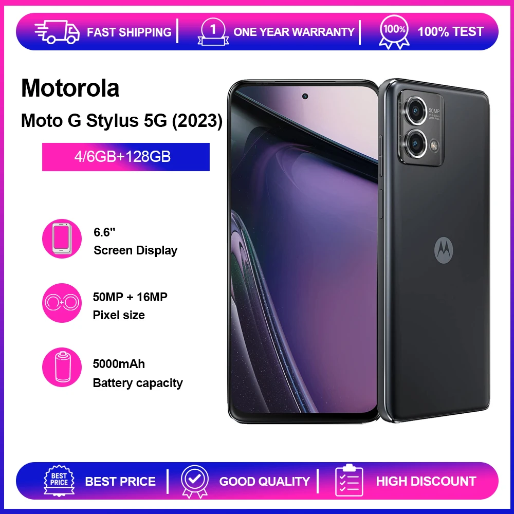 هاتف موتورولا موتو جي ستايلس 5G (2023) XT2315 الأصلي 6.6 IPS LCD شاشة 120 هرتز 128 جيجابايت روم 4 جيجابايت رام بصمة الهاتف المحمول