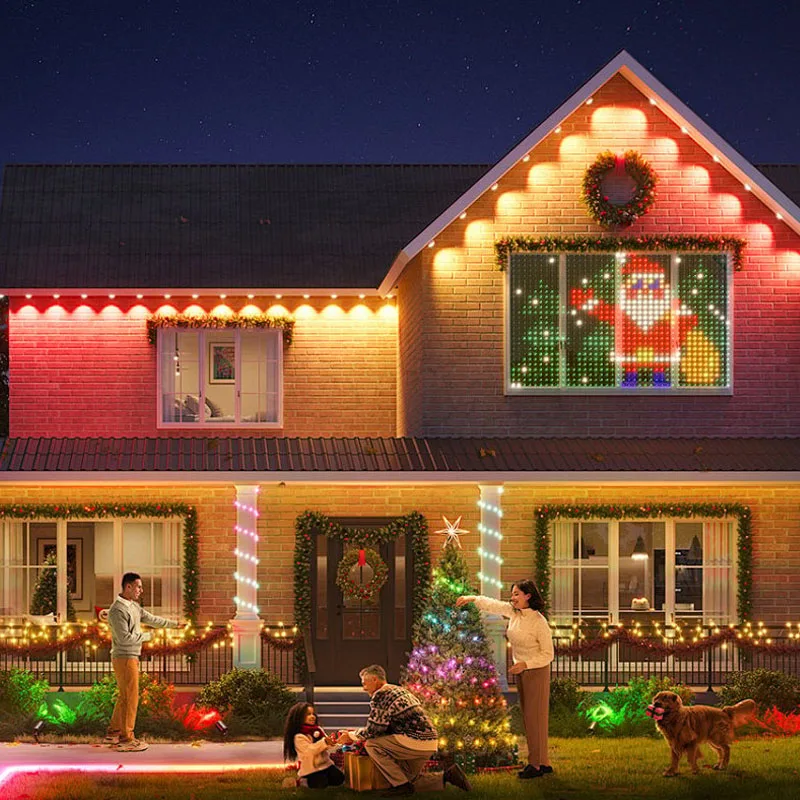 60M Permanent Eaves Light 120LED RGB Smart Outdoor Lights with Alexa & Google IP67 Waterproof for Halloween Christmas Decor