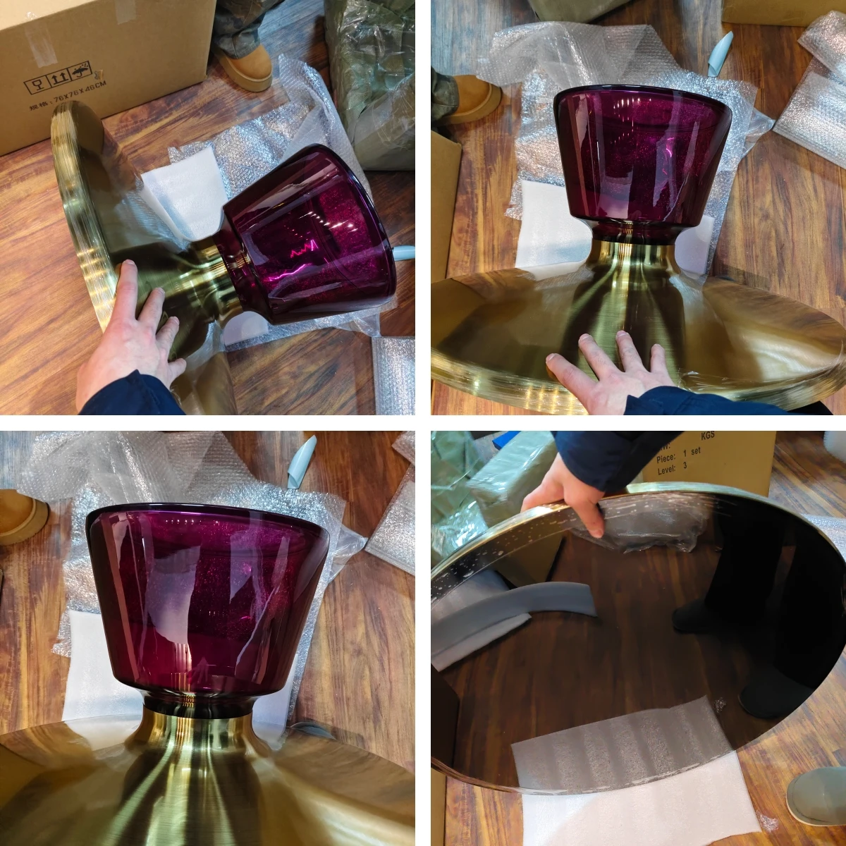 European Retro Luxury Glass Tea Table Living Room Sofa Combination Side Table Coffee Table Balcony Side Tables Tempered Glass