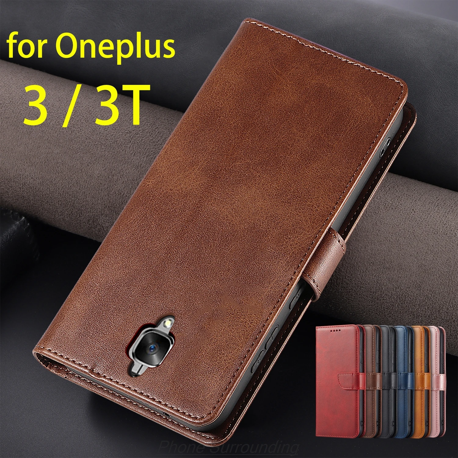 Funda de cuero con tapa tipo billetera para Oneplus 3 / Oneplus 3T, Fundas protectoras de cuero para teléfono, Fundas Coque