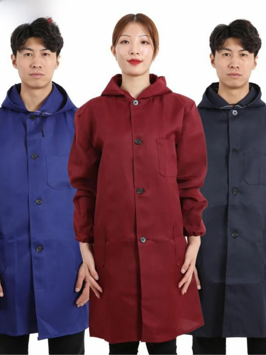 

Blue Lab Coat Work orm Long Sve Hooded ex Se Clothing Food Handling Storage Management Auto Repair Workwear