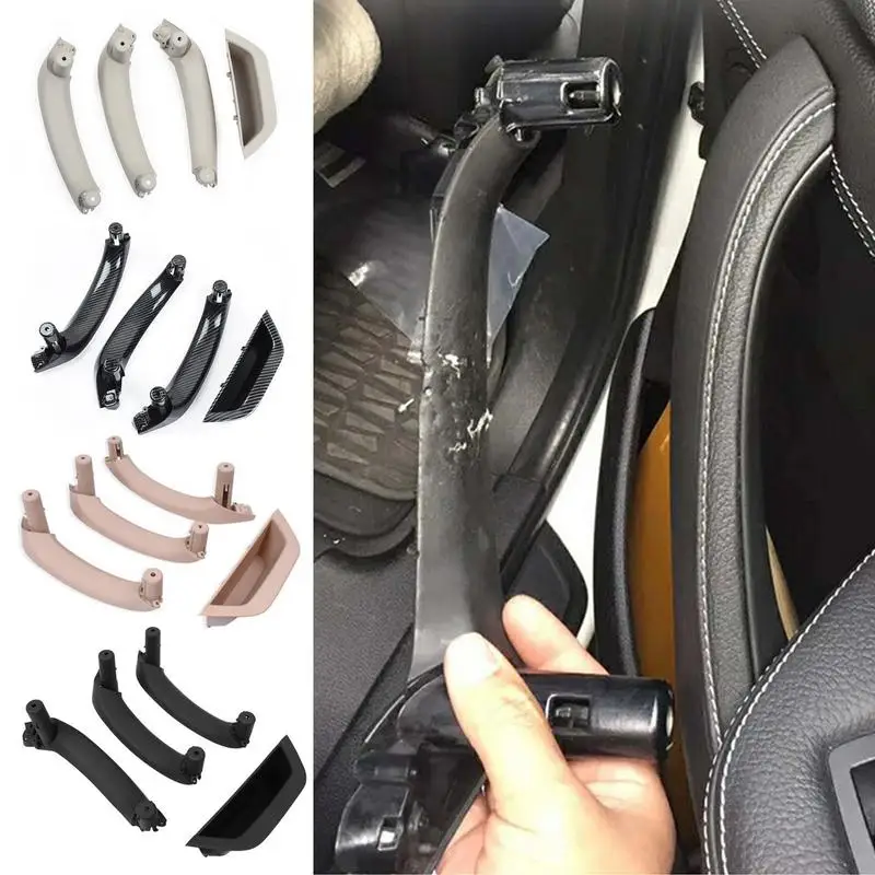 Driver Side Entrance Handle Universal Carbon Fiber Inner Pull Handle Trim Panel Cover Kits Window Switch Armrest Panel For Cars