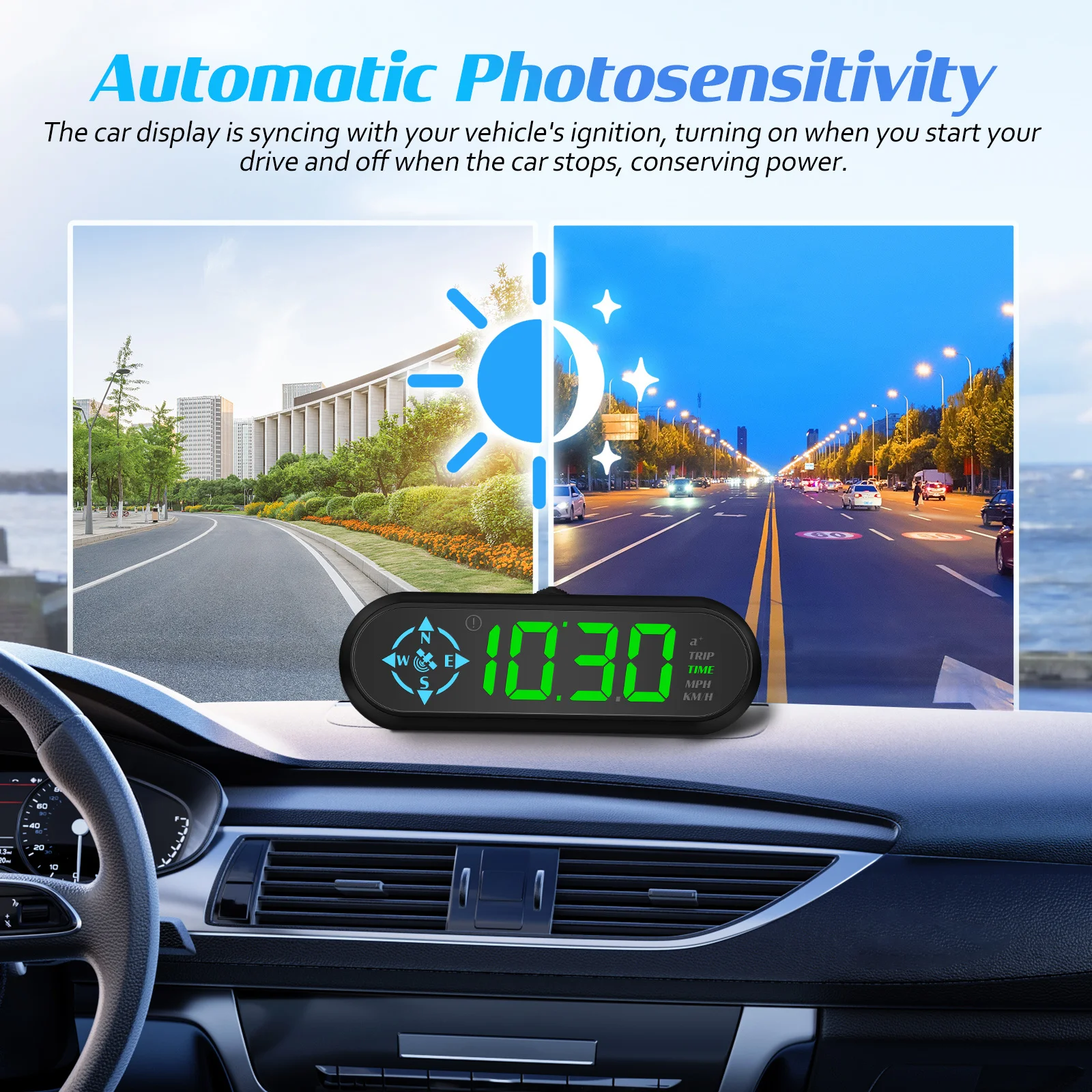 Display Auto Windschutzscheibe Digitaler Tachometer Bunte Echtzeit-Auto-Kompass Auto Head-Up Display Sicheres Fahren Innenraum