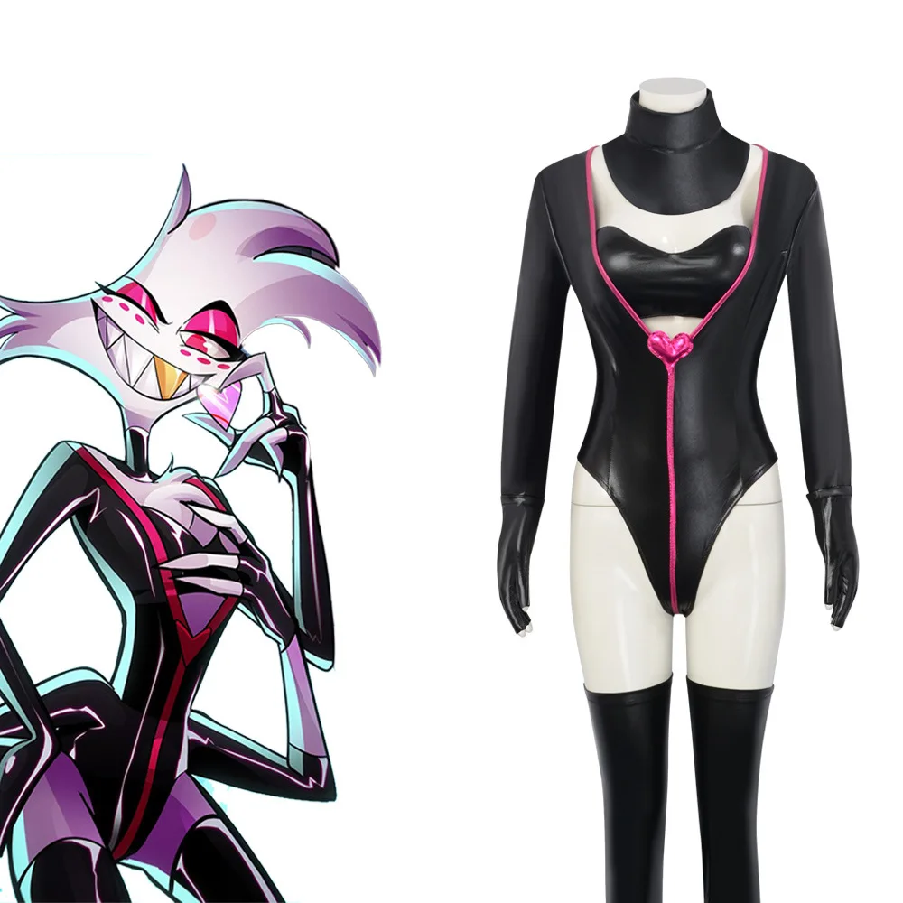 Hell Inn Hotel Engel Cosplay Kostüm Anzug Teufel Engel Staublederjacke Halloween Kostüme für Frauen Anime Kleidung Maßgeschneidert