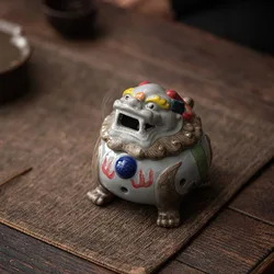 Colorful Handpainted Ceramic Auspicious Aroma Burner Coil Incense Holder Smoking Backflow Incense Burner Indoor Home Decor