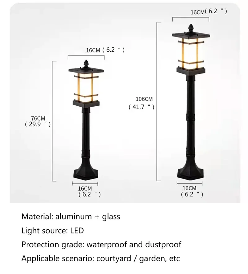 ULANI Classical Outdoor Lawn Lamp Light LED Waterproof Electric Home for Villa Path Garden