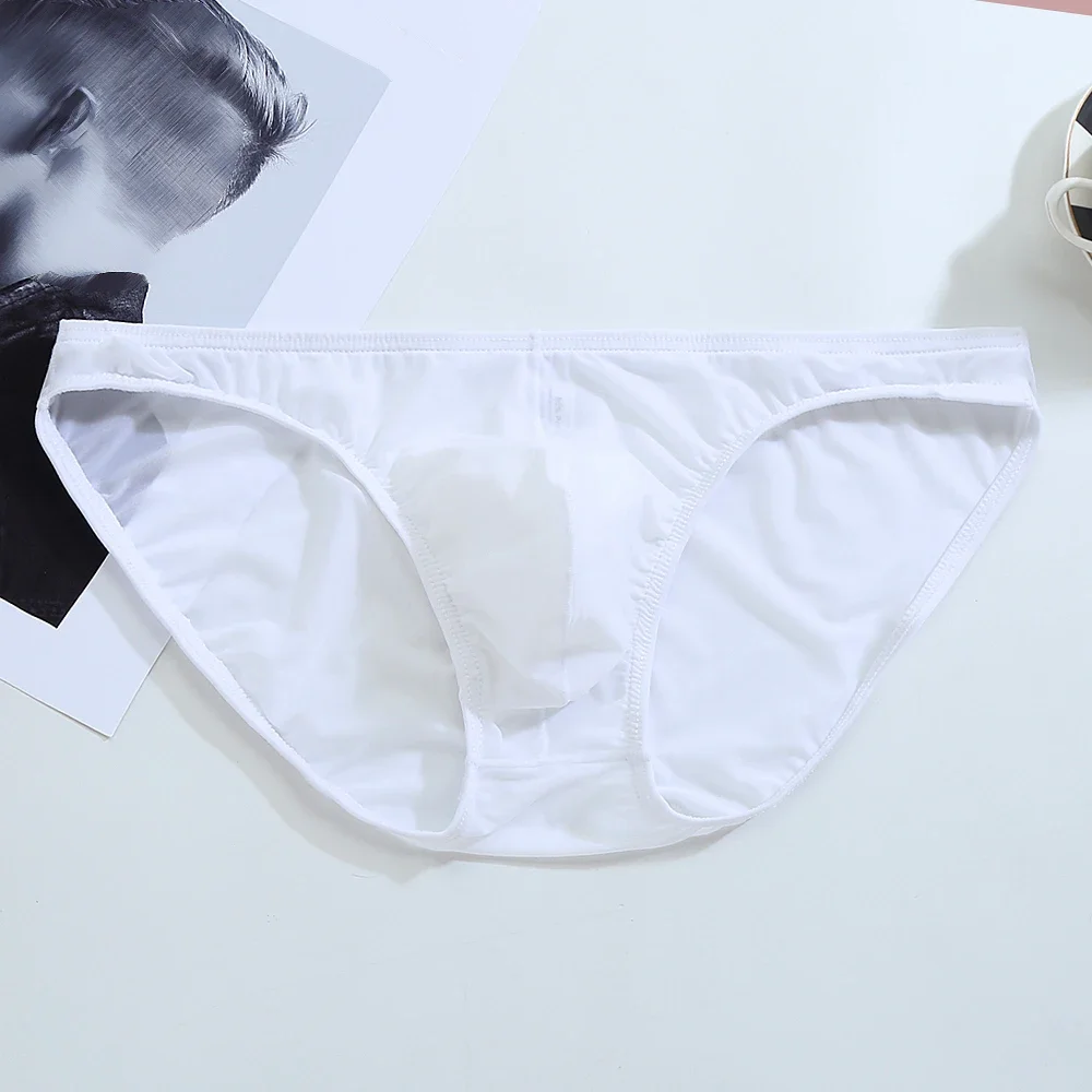 

Fashion Men Soft Ice Silk Underwear Sexy Ultra Thin Large Pouch Men's Briefs Panties Underpants Cueca Low Rise Slips Erotic