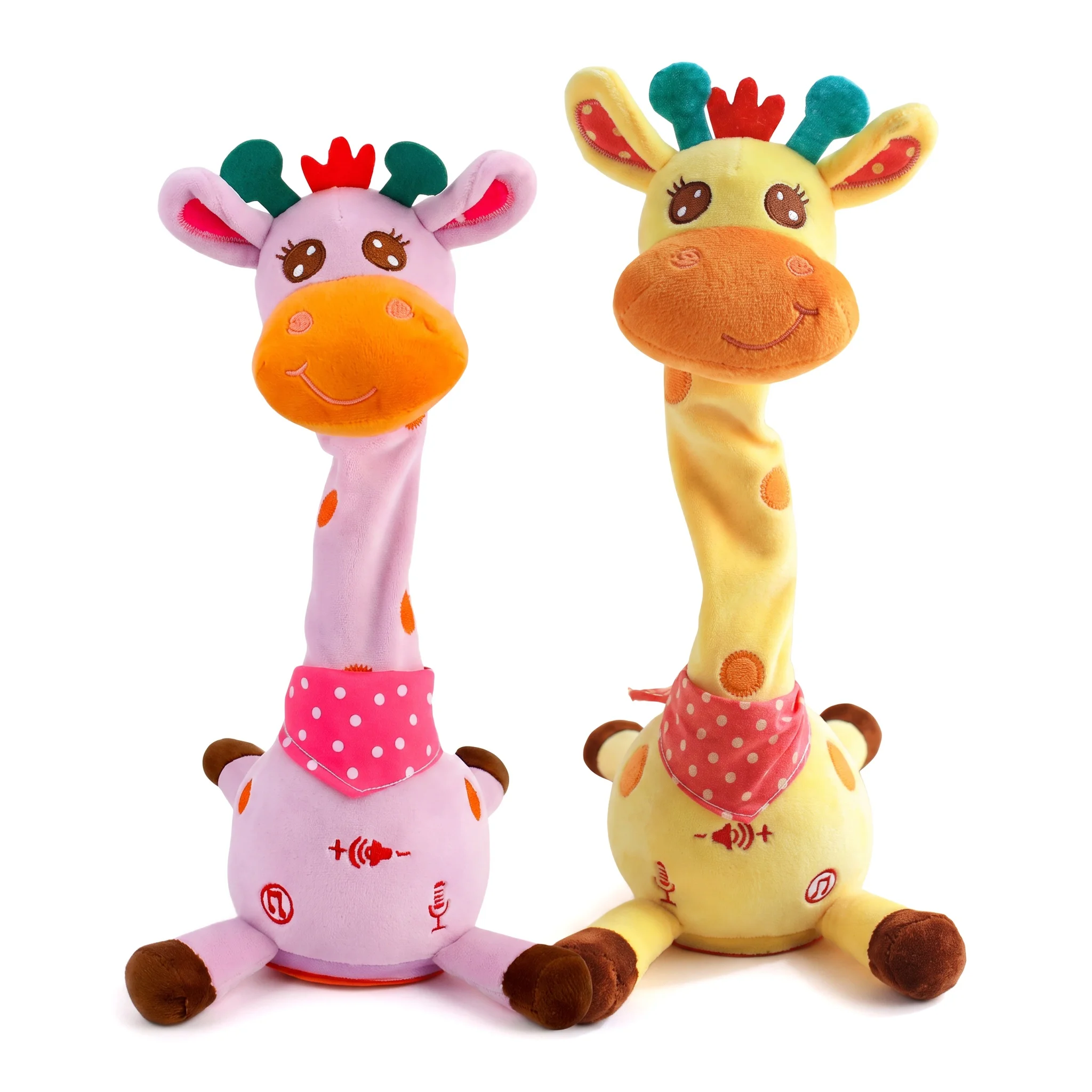 Cute Dancing Talking Giraffe Toy Repeating What You Say with 10 Songs Adjustable Volume Swaying Musical Glowing