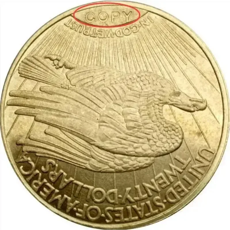 1933 الولايات المتحدة الأمريكية تمثال الحرية عشرين دولار سانت جودنز النسر المزدوج مع شعار النحاس معدن نسخة عملات معدنية #6
