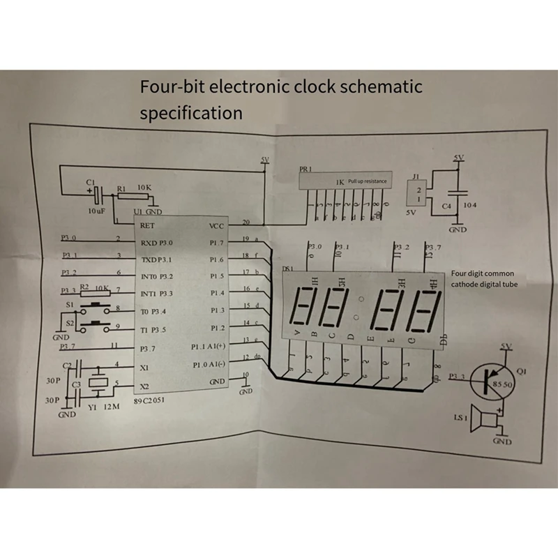 4-Digit Digital Electronic Clock Kit, Microcontroller Digital Clock, 4-Digit Digital Clock Kit, Electronic DIY Kit Easy Install