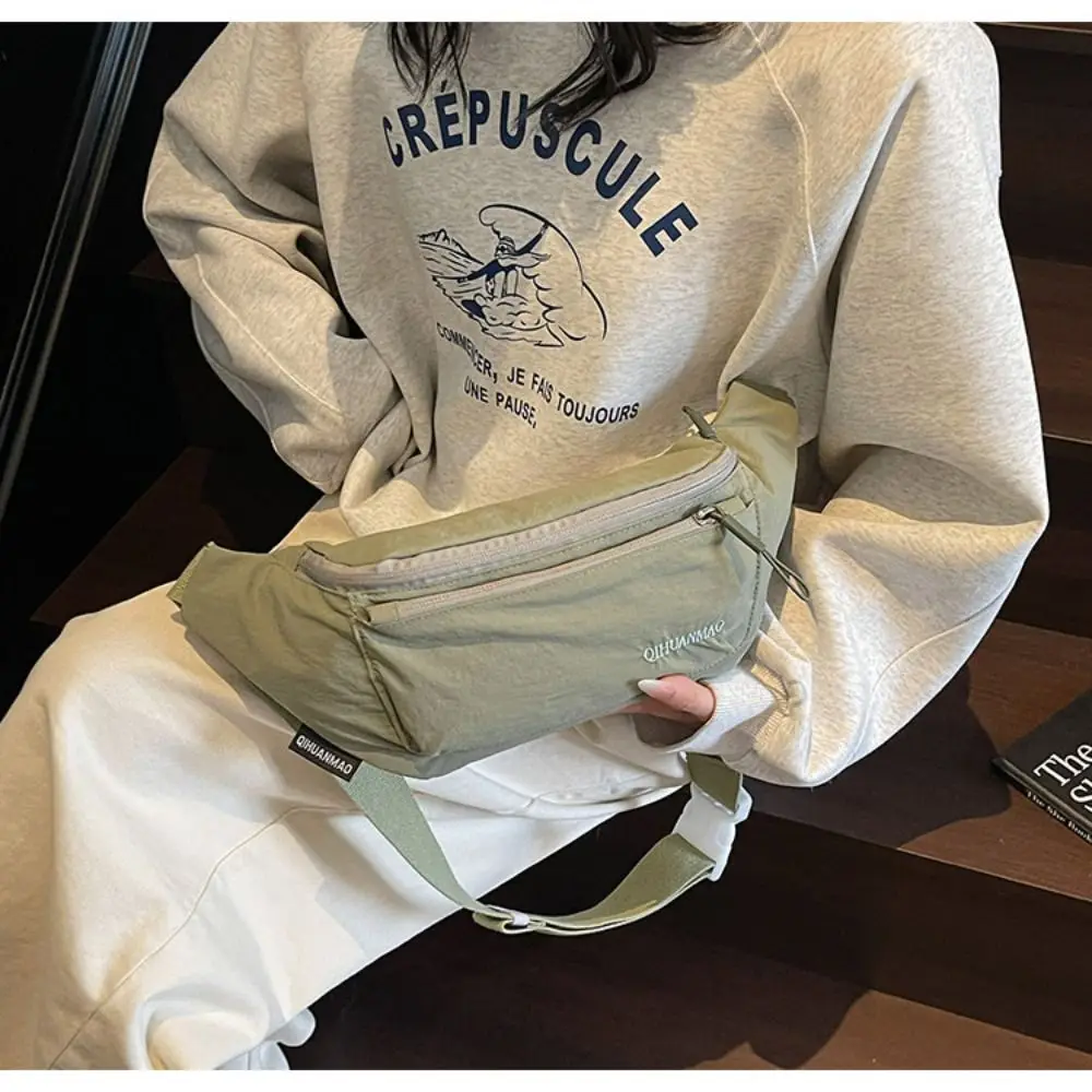 

Casual Solid Color Nylon Fanny Packs Crossbody Bag Cloth Chest Bag Korean Style Large Capcity Crossbody Waist Pack Outdoor
