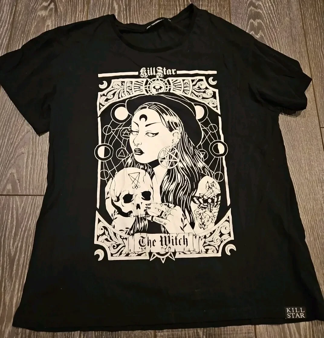 

Черная готическая футболка Kill Star Blessed Be The Witch размером 21x28